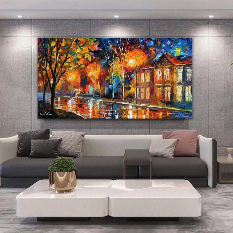 Knife Painting Print Street View Wall Art Canvas