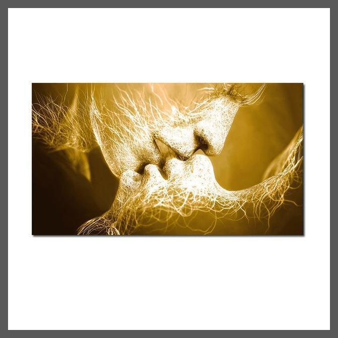 Abstract Art Love Kiss Canvas Wall Art-Unframed-love kiss 1-Dablew11