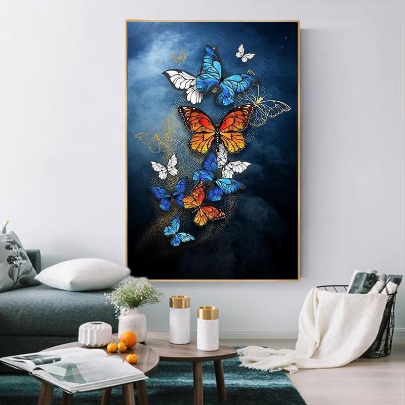 Abstract Butterfly Canvas Paintings Posters and Print Wall Art-Unframed-Dablew11