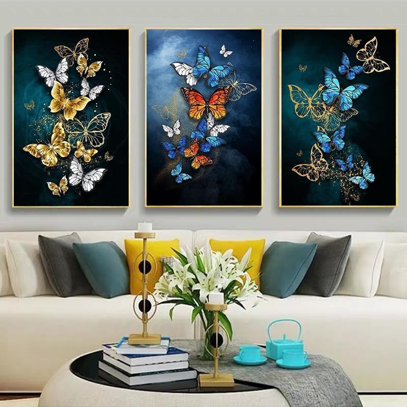 Abstract Butterfly Canvas Paintings Posters and Print Wall Art-Unframed-Dablew11