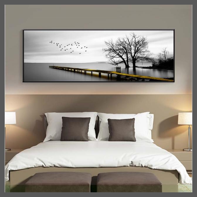 Black & WHite Autumn Scenery Canvas Wall Art Print - Unframed-20x70CM-Dablew11