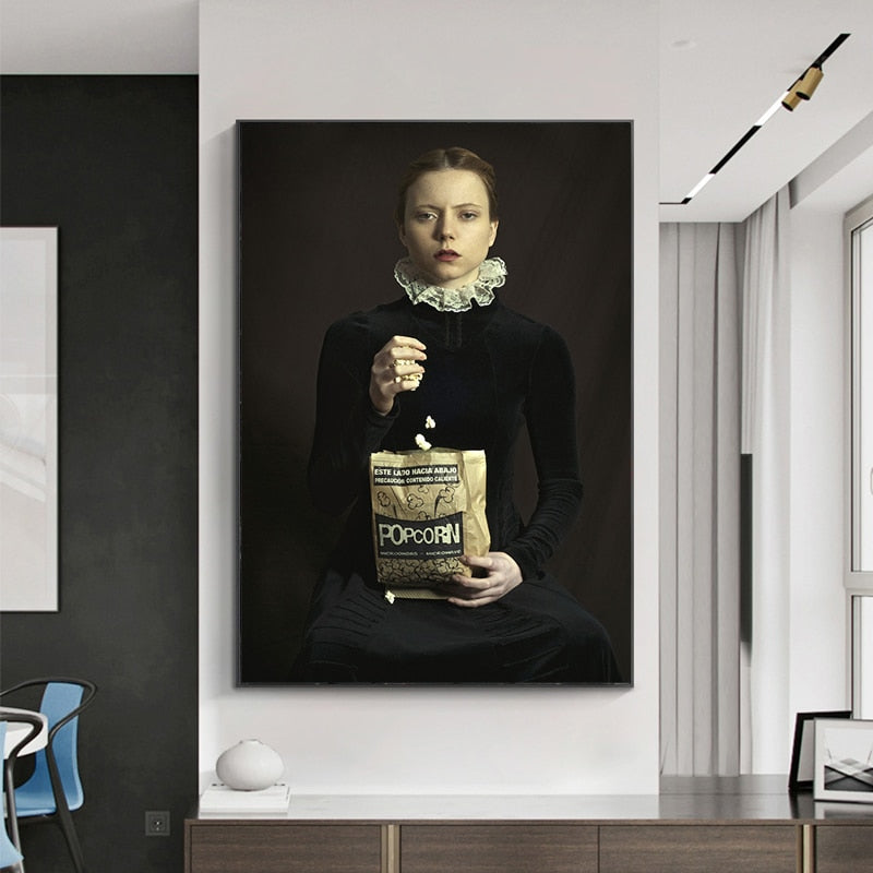 Europe French Style Popcorn Girl Vintage Poster