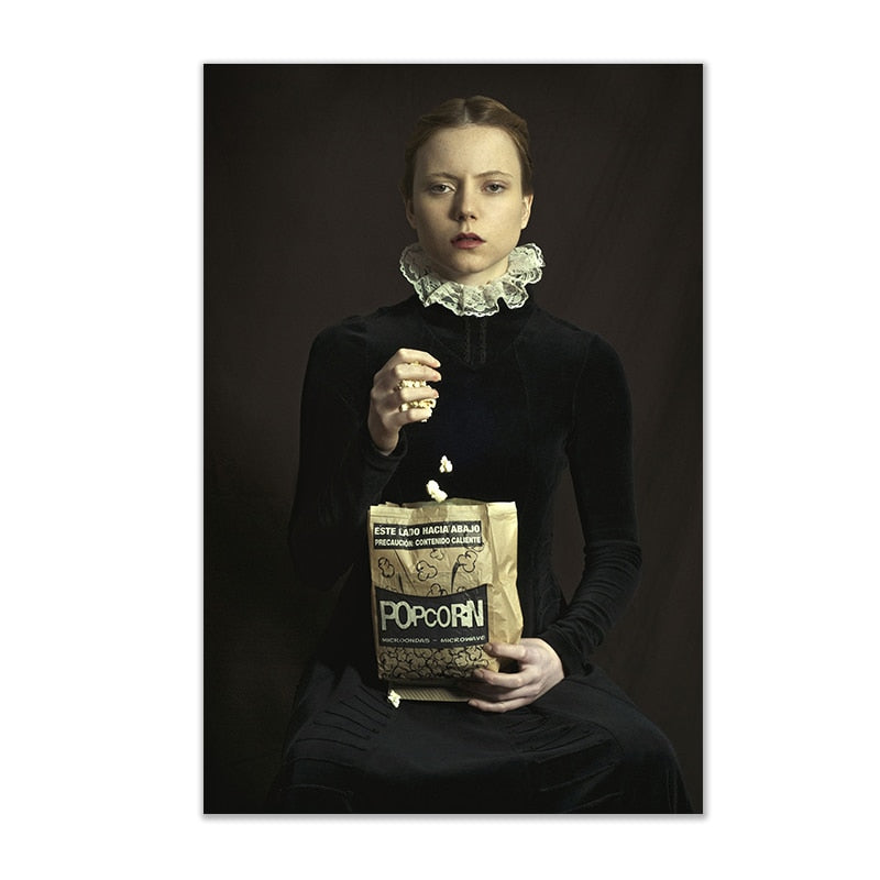 Europe French Style Popcorn Girl Vintage Poster