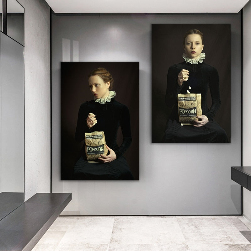Europe French Style Popcorn Girl Vintage Poster