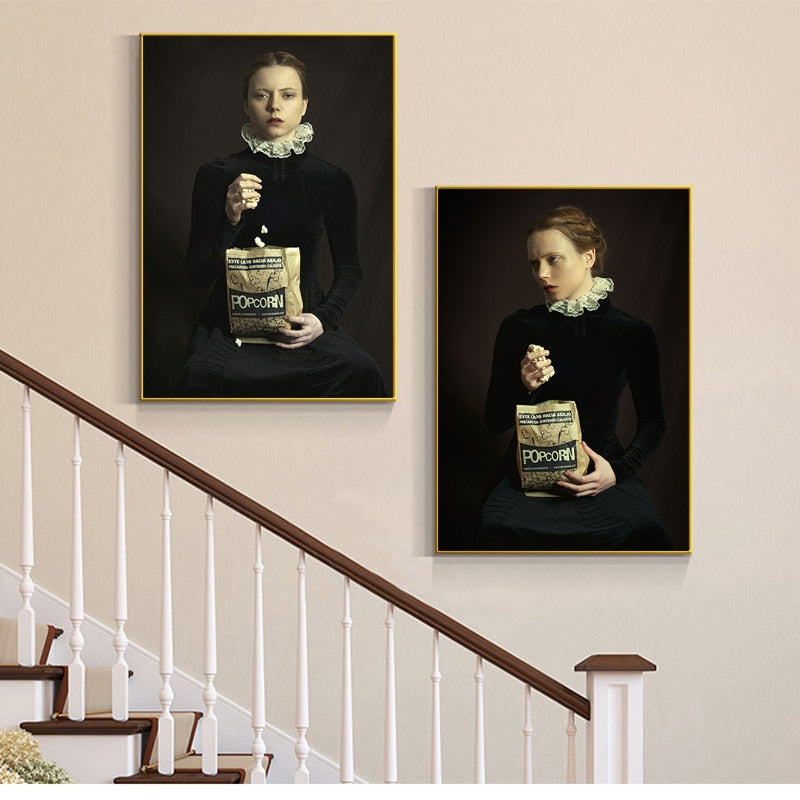 Europe French Style Popcorn Girl Vintage Poster