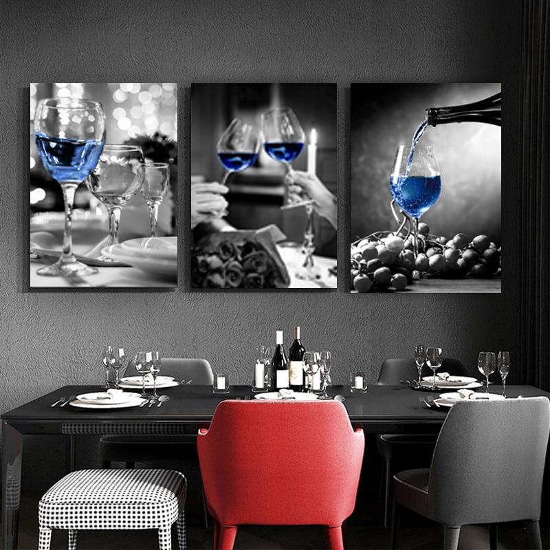 Romantic Black White Wine Glasses Modern Canvas Art Wall – Dablew11