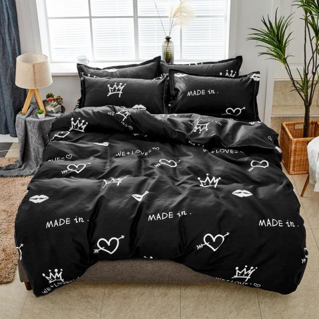 Stylish Black Bedding Set-King Cover 220X240cm-Dablew11