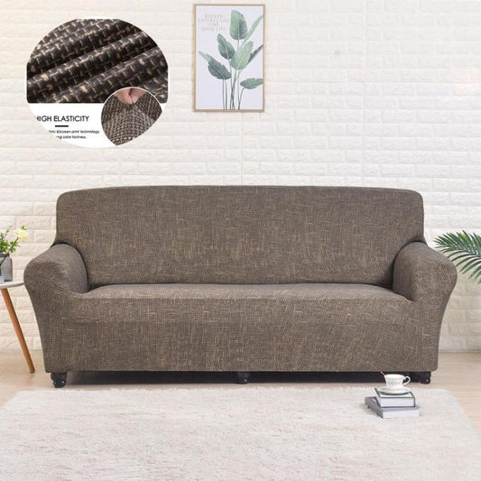 Cross Pattern Texture Grey Brown Sofa Slipcover