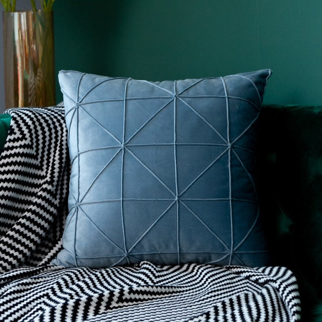 Household Light Luxury Solid Color Pillowcase - Light Blue