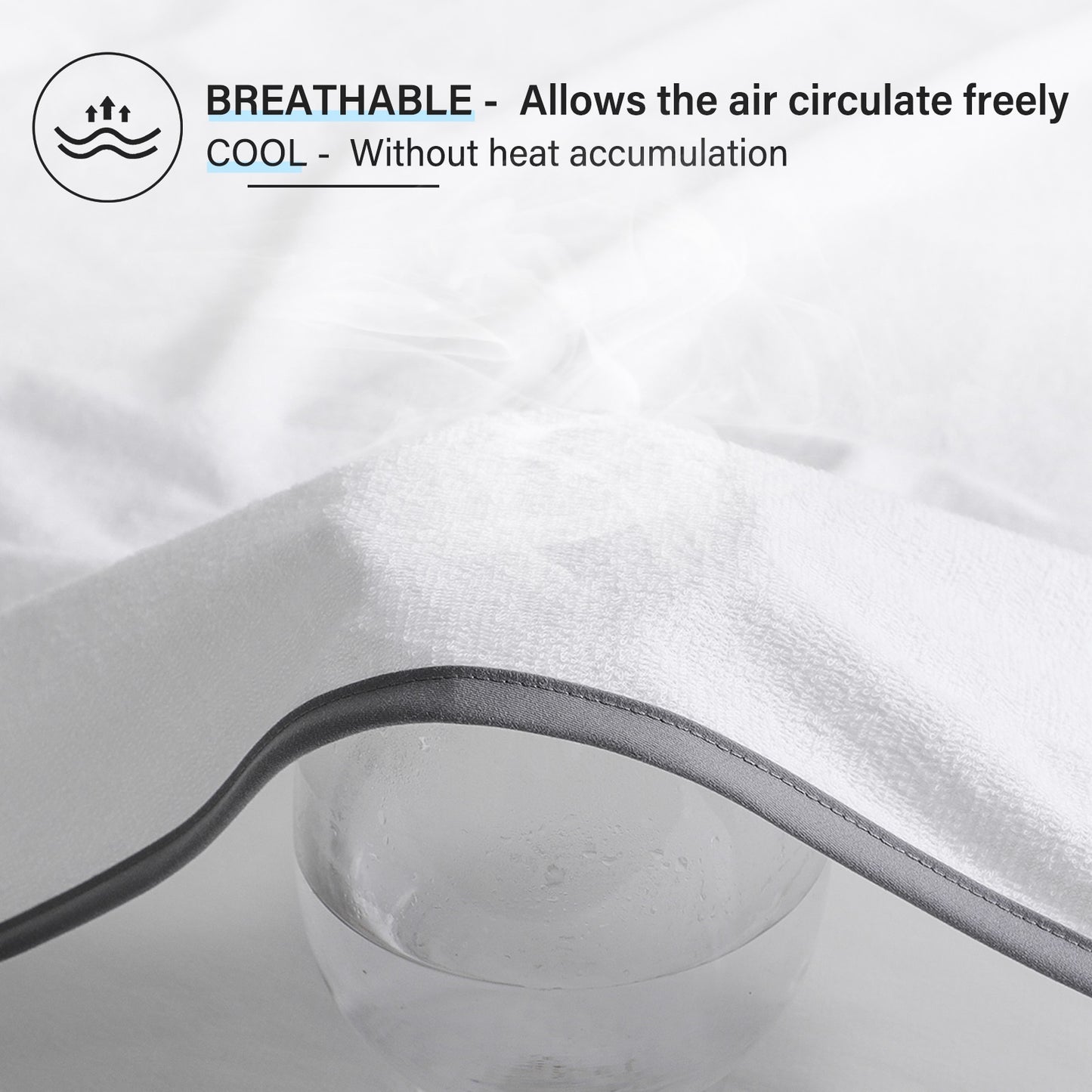Waterproof Terry Mattress Protector with Elastic Bands In the 4 Corners