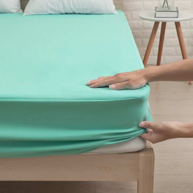 Waterproof Fitted Mattress Cover -Light Green