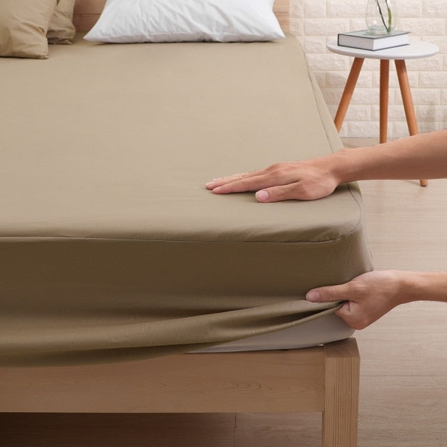 Waterproof Fitted Mattress Cover -Khaki