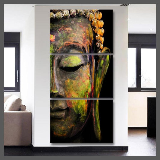 3 Panels Modern Art Buddha Canvas Wall Art Painting - Unframed-Dablew11