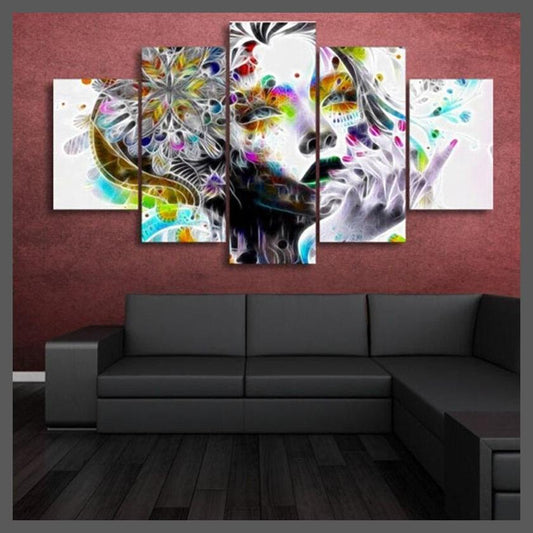 5 Pieces Deep Thinking Girl Canvas Wall Art Print-20x35 20x45 20x55cm-Dablew11