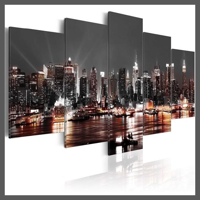 5 Pieces New York City Construction Scenery Canvas Wall Art-1-Dablew11
