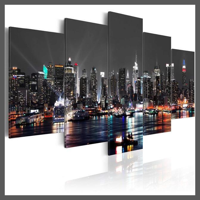 5 Pieces New York City Construction Scenery Canvas Wall Art-2-Dablew11