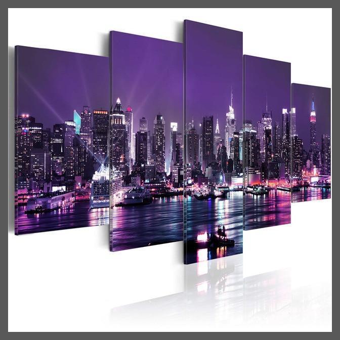 5 Pieces New York City Construction Scenery Canvas Wall Art-3-Dablew11