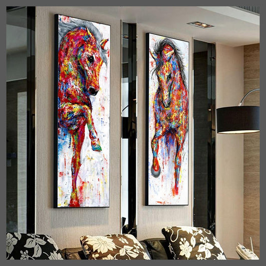 Abstract Art Horse Canvas Wall Art Painting - Unframed-Dablew11