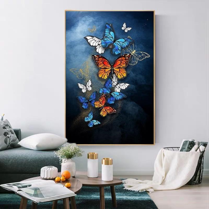 Abstract Butterfly Canvas Paintings Posters and Print Wall Art-Unframe –  Dablew11