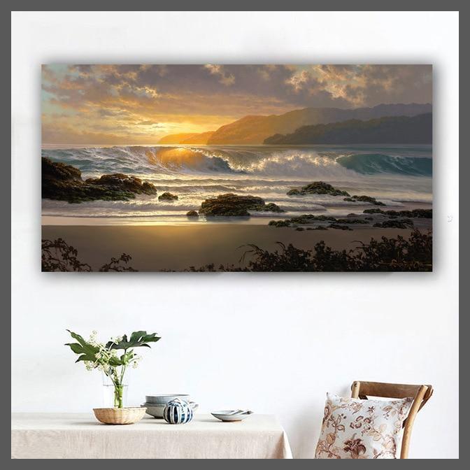 Beach Sunrise Canvas Wall Art Print - Unframed-40x80CM-Dablew11