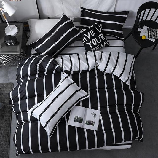 Black & White Double Sided Bedding Set-King Cover 220X240cm-Dablew11