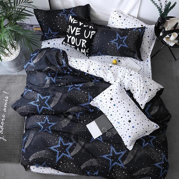 Black and White Stars Duvet Cover Bedding Set-King Cover 220X240cm-Dablew11