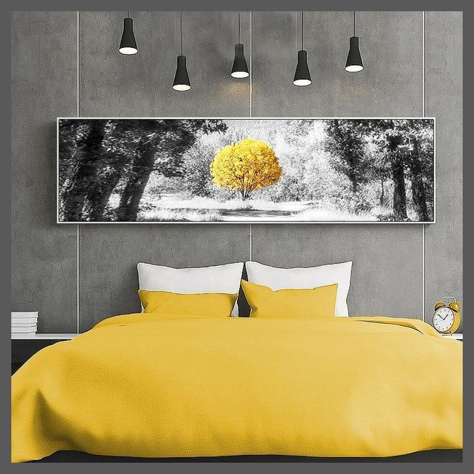 Bloom in Black & White Trees Canvas Wall Art Print - Unframed-15x50CM-Dablew11