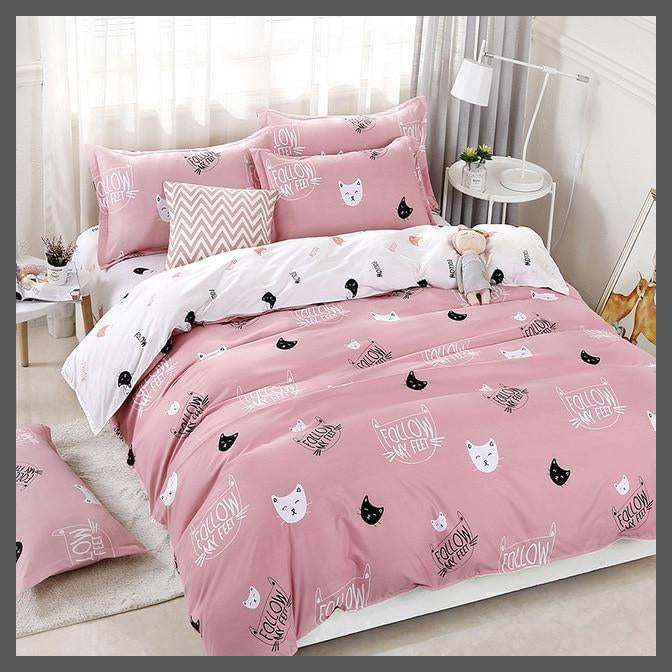 Blush Pink Bedding | Pink Duvet Cover for Cats Lover-Single Cover 150X200-Dablew11