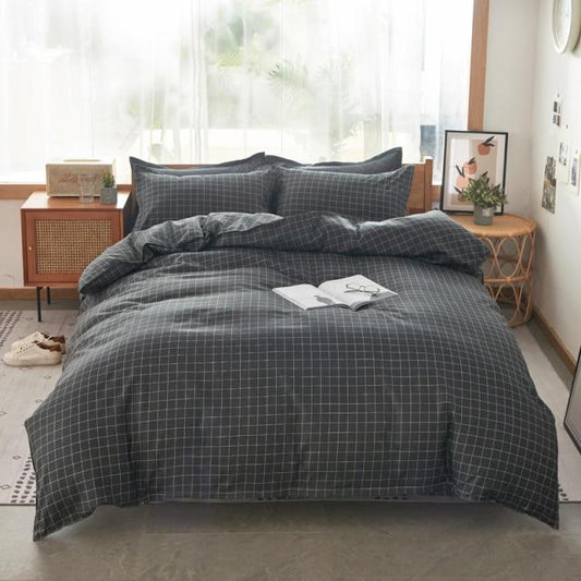 Dark Grey Double Sided Bedding Set-King Cover 220X240cm-Dablew11