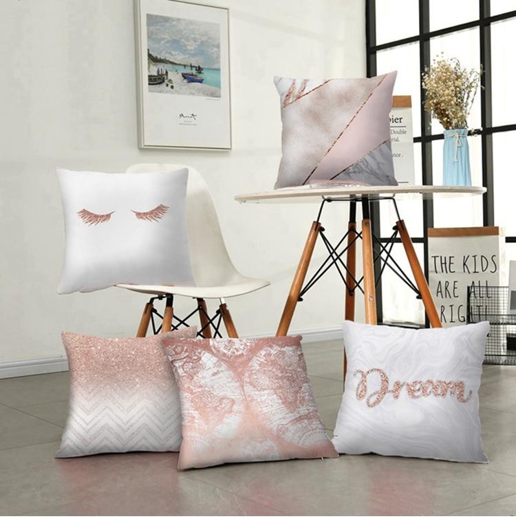 Geometric Peach Rose Pink Cushion Cover Decorative Pillowcase-Dablew11