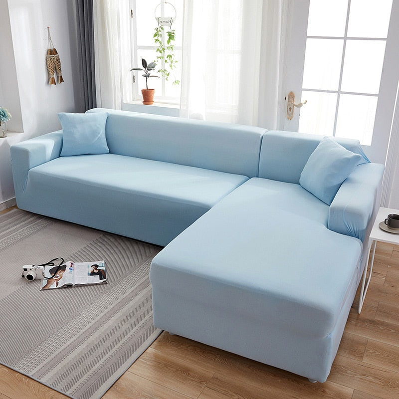Light Grey Blue Sectional Sofa Cover