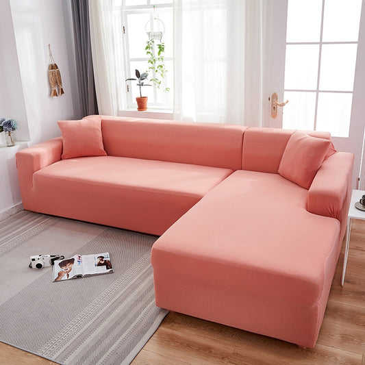 Jade Pink Plain Fitted Couch Cover