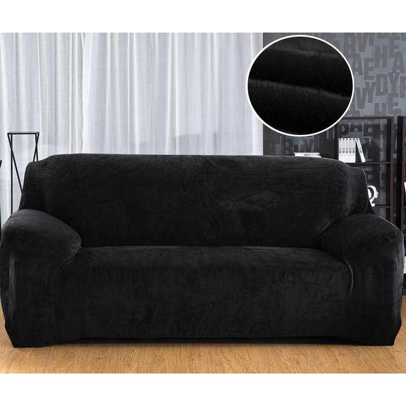 Black Plush Couch Cover