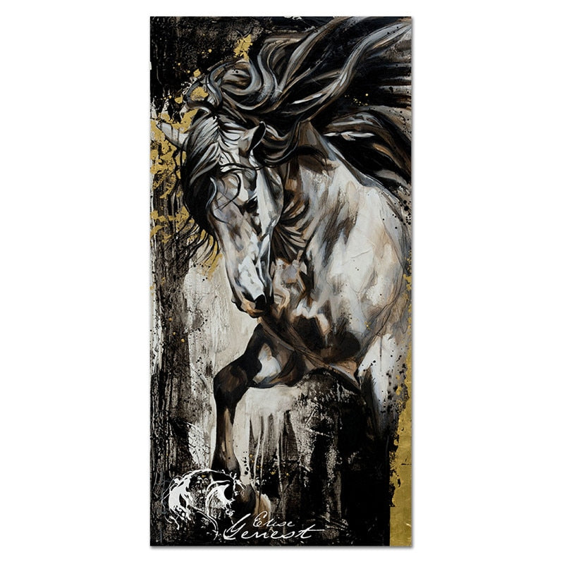 Modern Vertical Canvas Horse Print
