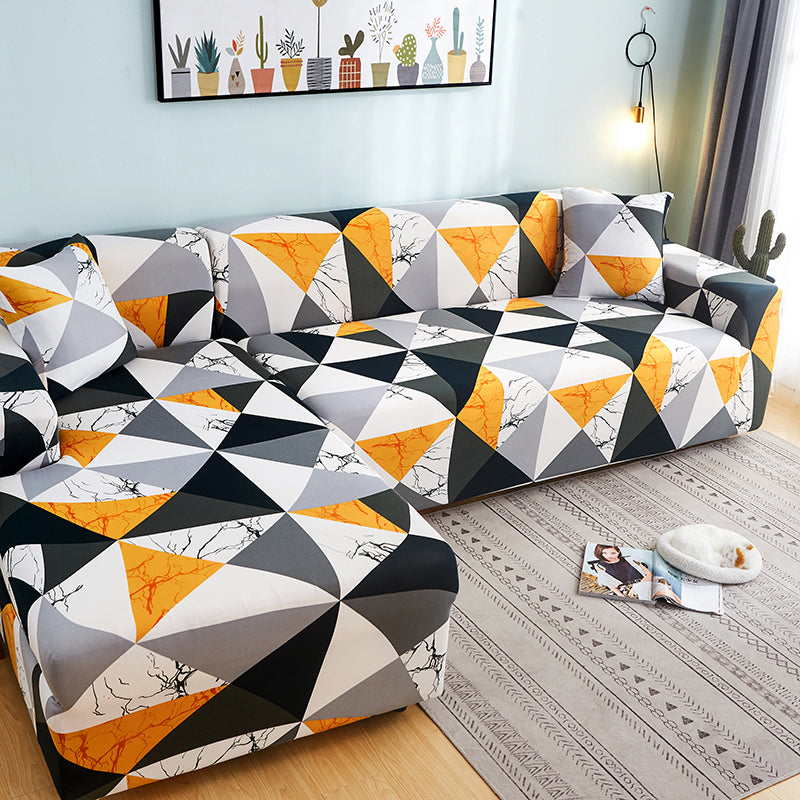 Yellow Black L-Shaped Couch Cover | Pet Furniture Covers for Leather Sofas