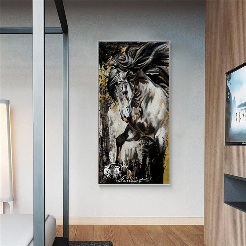 Modern Vertical Canvas Horse Print