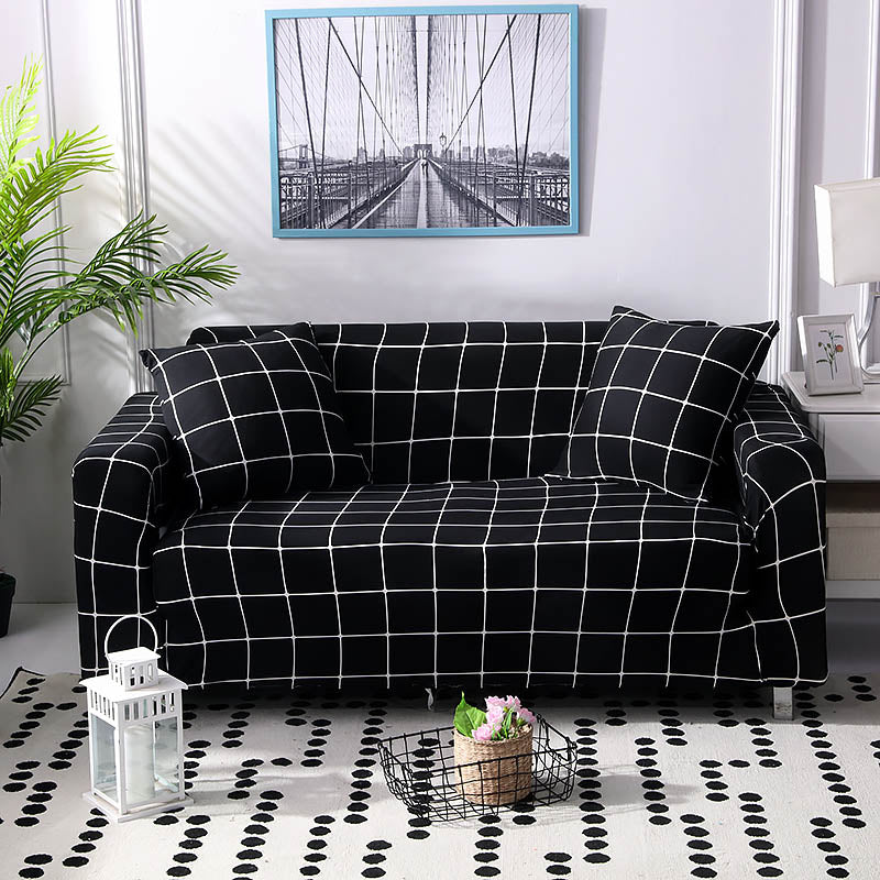 Black and White Plaid Stretch Sofa Covers | Couch Slipcover