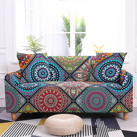 Ethnic Bohemian Non Slip Elastic Couch Cover