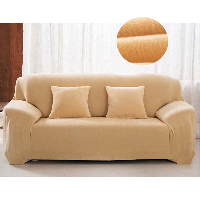 Beige Plush Couch Cover
