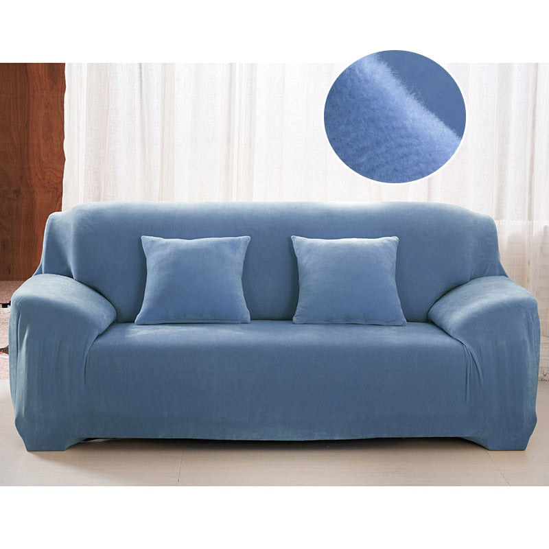 Light Blue Plush Couch Cover