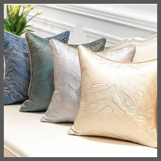 Luxury Blue Teal Gray Beige Green Trees Striped Throw Pillow Cases Modern Cushion Covers-Dablew11