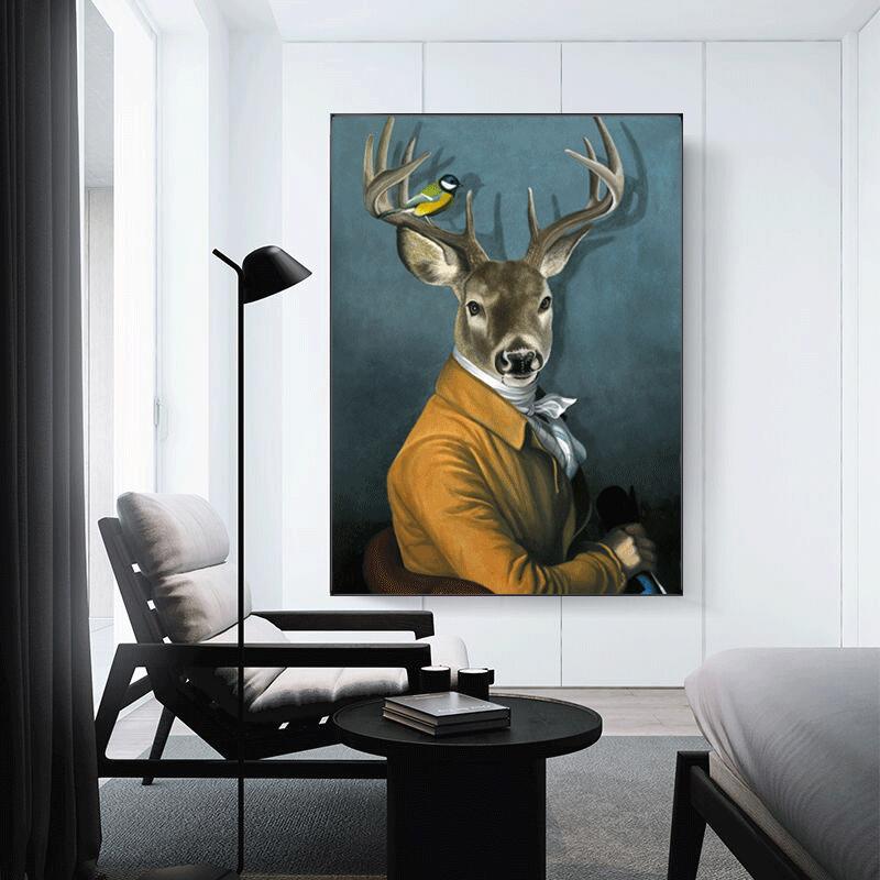Modern Animal Deer Art Canvas Painting Poster-Unframed-Dablew11