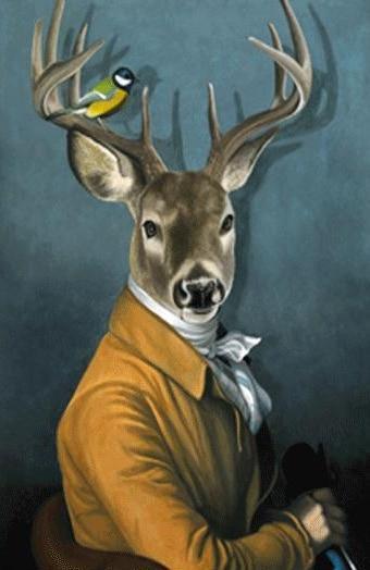 Modern Animal Deer Art Canvas Painting Poster-Unframed-A-Dablew11