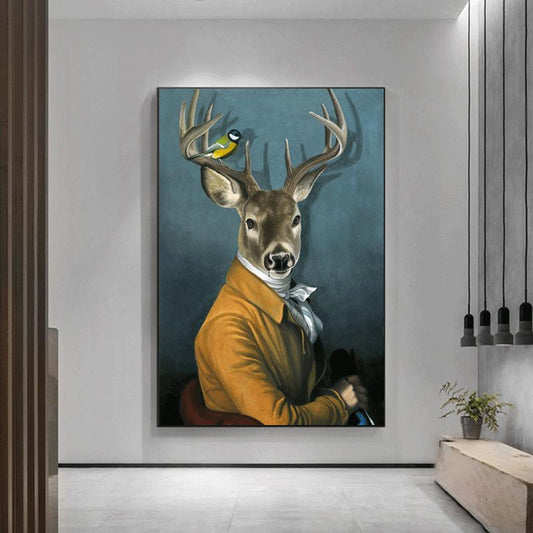 Modern Animal Deer Art Canvas Painting Poster-Unframed-Dablew11