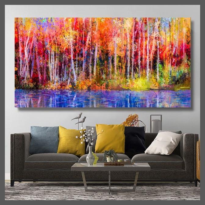 Modern Art River Bank Water Ink Canvas Wall Art - Unframed-70X140CM-Dablew11