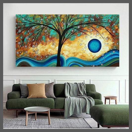 Modern Art Sunset Under a Tree Canvas Wall Art Print - Unframed-20x40CM-Dablew11