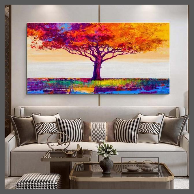 Modern Art Tree Water Ink Canvas Wall Art Print - Unframed-40X80CM-Dablew11
