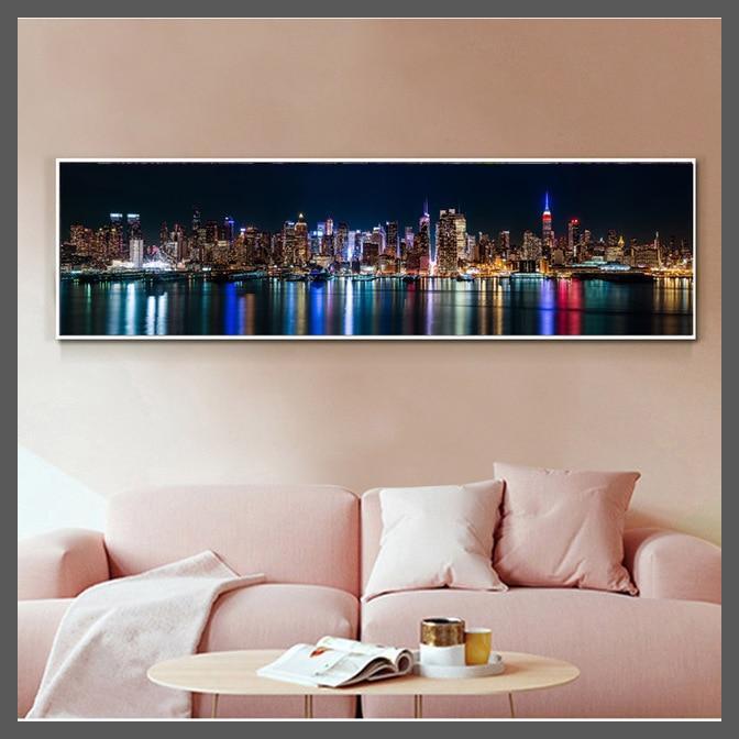 New York City Night Landscape Canvas Wall Print - Unframed-B-Dablew11