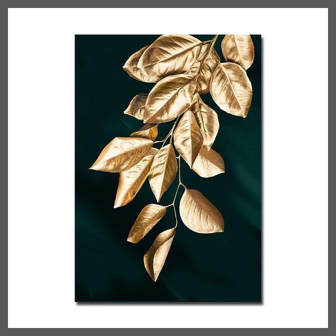 Nordic Decoration Golden Leaf Canvas Wall Art Print - Unframed-C-Dablew11