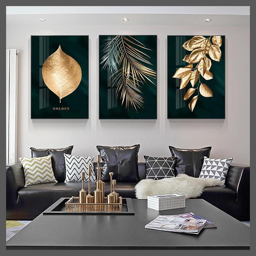 Nordic Decoration Golden Leaf Canvas Wall Art Print - Unframed-Dablew11